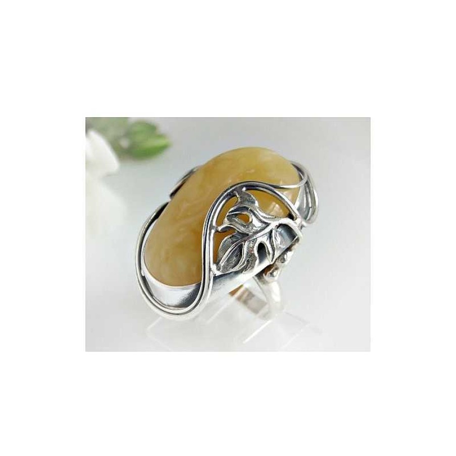 Bernsteinschmuck echt silber | Bernstein-Ring 18 Mm Silber-925 (Br104)