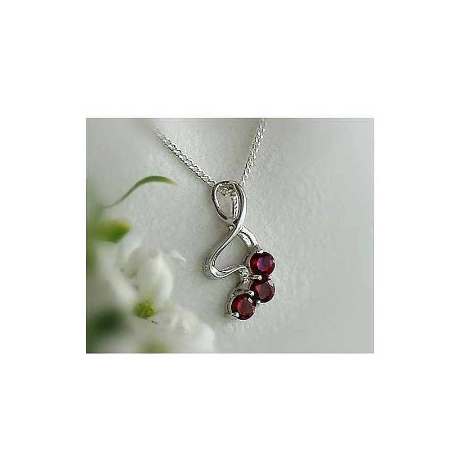 Silberschmuck echt silber | Damen Anh Nger Silber-925 Granat Rot Silberschmuck Es10