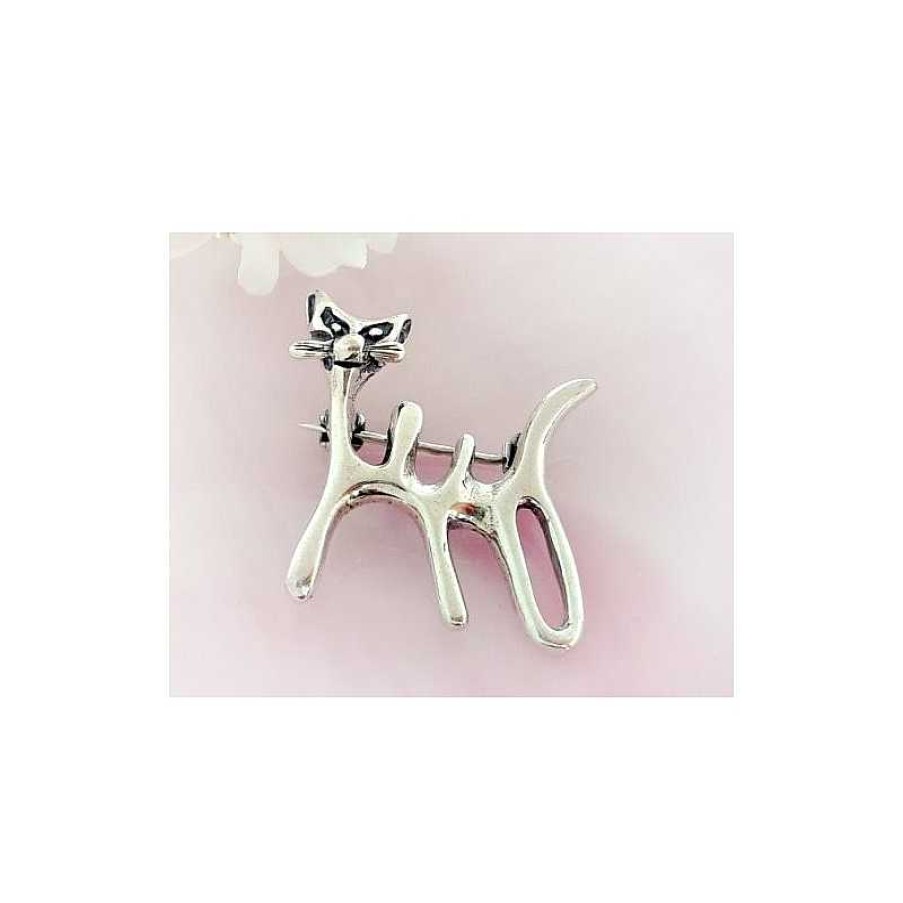 Silberschmuck echt silber | Silberschmuck - Brosche Katze Silber-925 (Sn27)