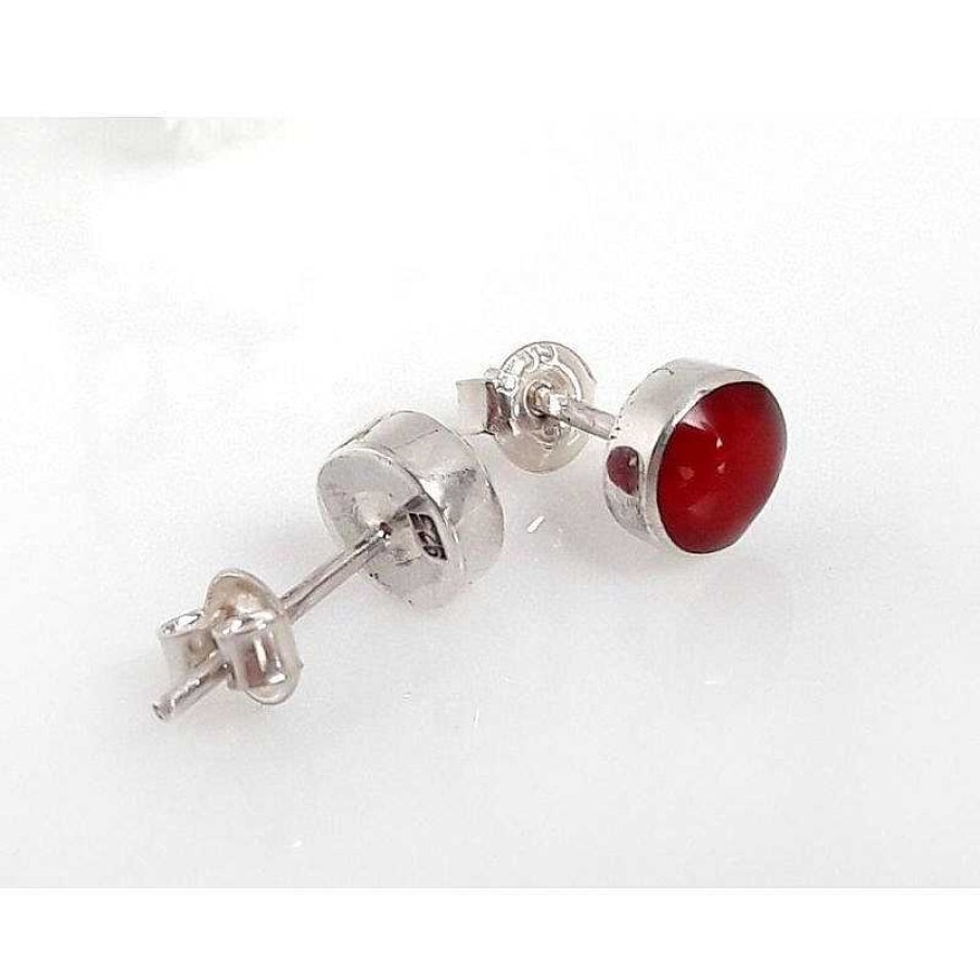 Silberschmuck echt silber | Ohrstecker Mit Koralle Silber 925 Silberschmuck Kl275