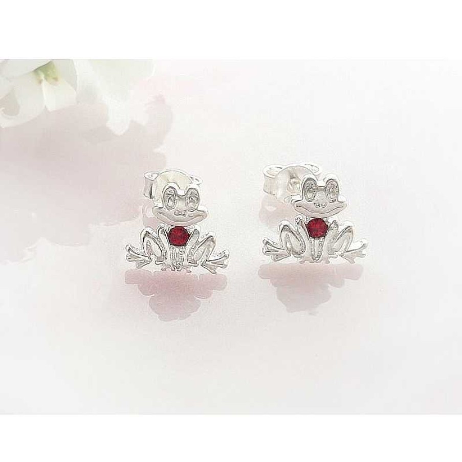 Kinderschmuck echt silber | Silberschmuck - Ohrstecker Frosch Silber 925 ( Ak64)