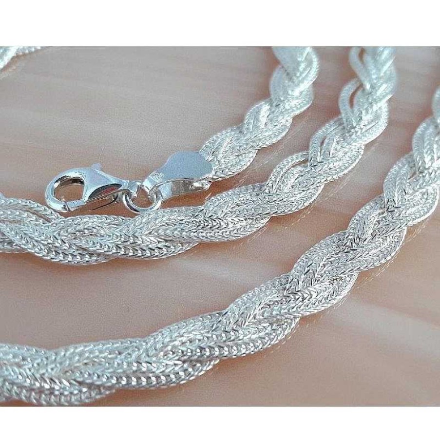 Silberschmuck echt silber | Halskette Collier Silber Geflochten 37,5 - 50 Cm Silber 925 Sd183