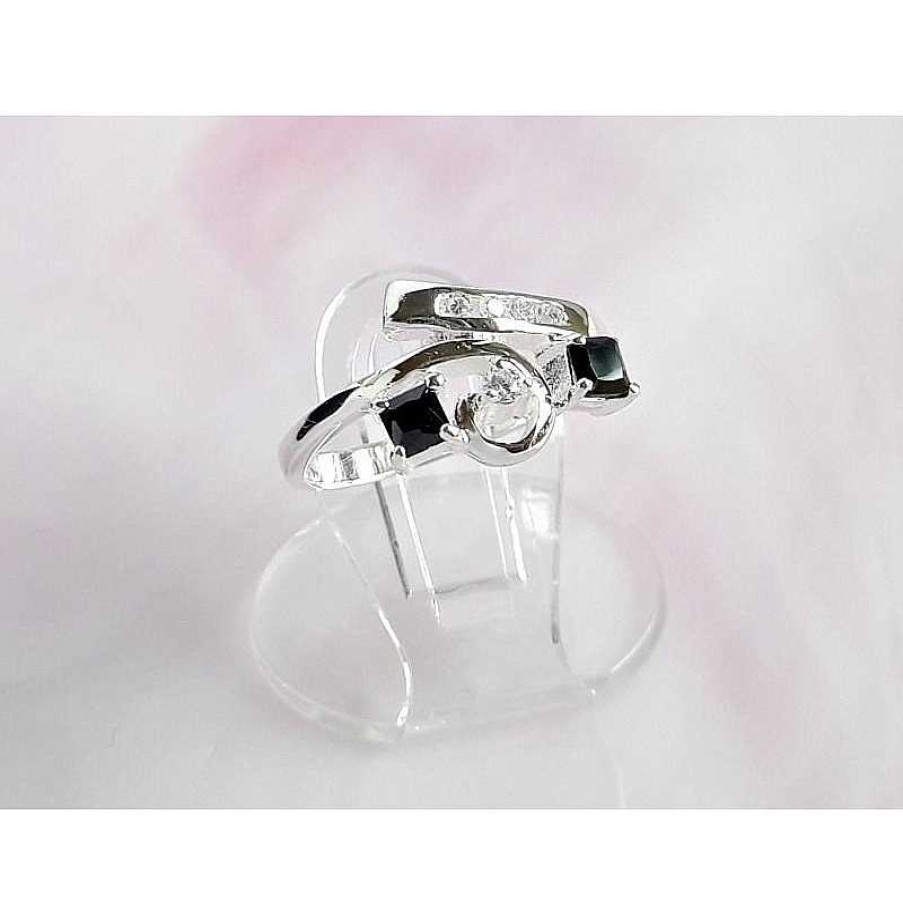 Silberschmuck echt silber | Ring Silber 925 Zirkonia Schwarz Wei (Ss122)