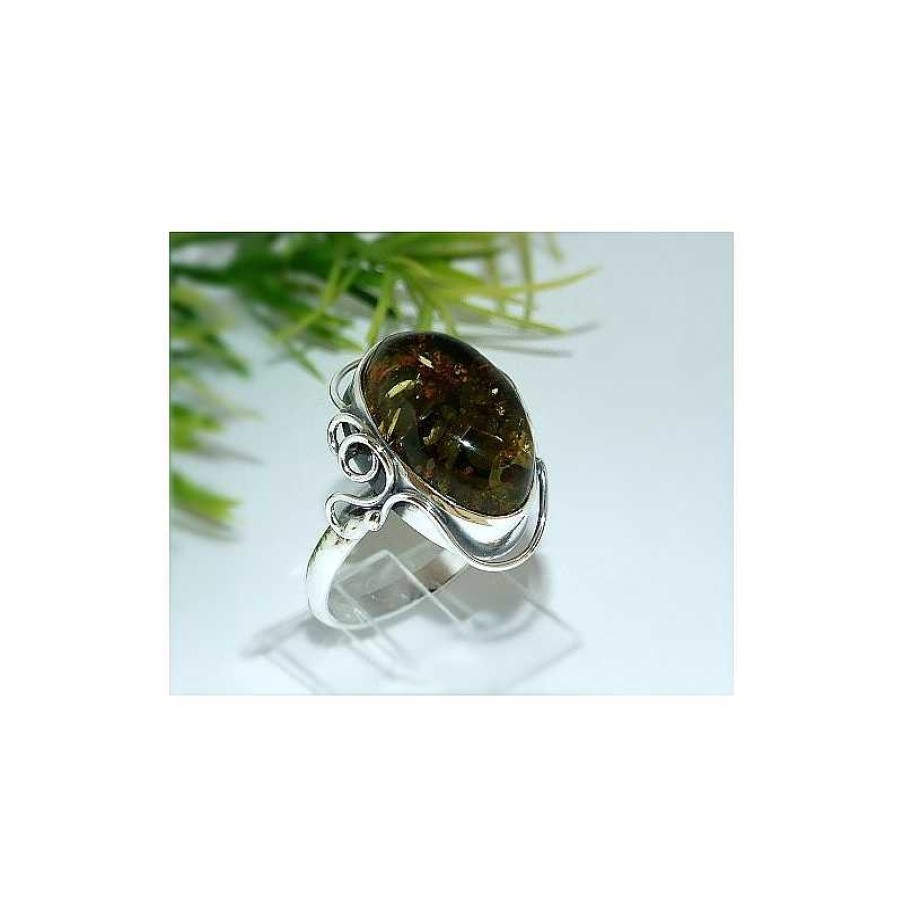 Bernsteinschmuck echt silber | Bernsteinschmuck - Bernstein-Ring 20 Mm Silber-925 (He81)