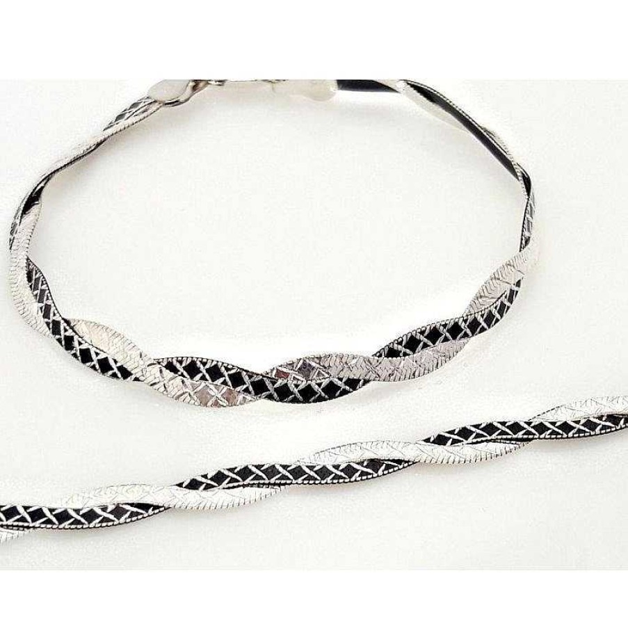 Silberschmuck echt silber | Silber Armband Geflochten 18,5 Cm Silber 925 Silberschmuck Damen Sg198