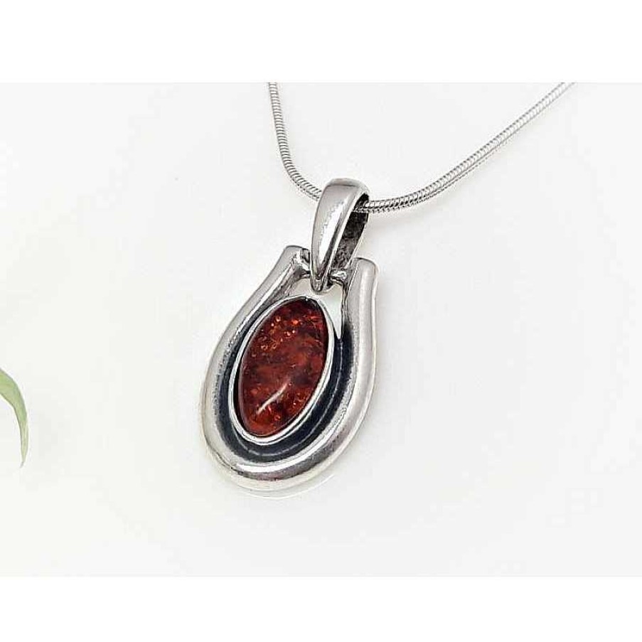 Bernsteinschmuck echt silber | Bernstein Anh Nger Cognac Braun Oval Silber-925 Ze01