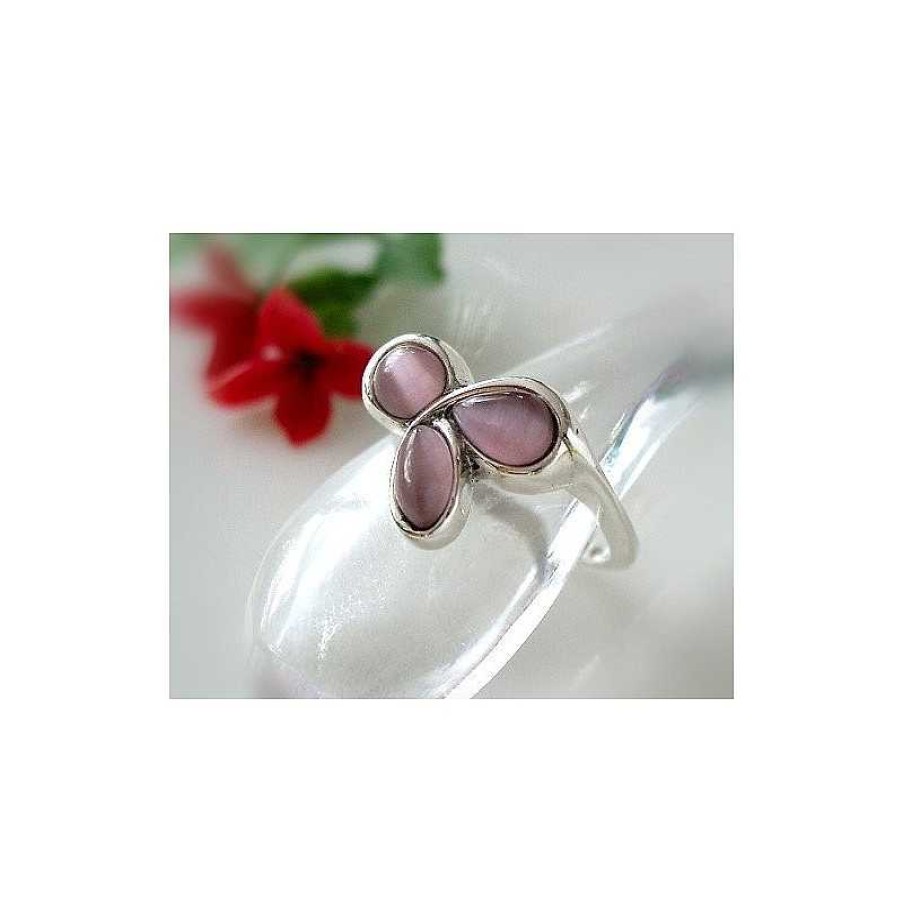 Silberschmuck echt silber | Mondsteinschmuck - Ring Mit Katzenaugen Rosa Silber-925 (Ms71)