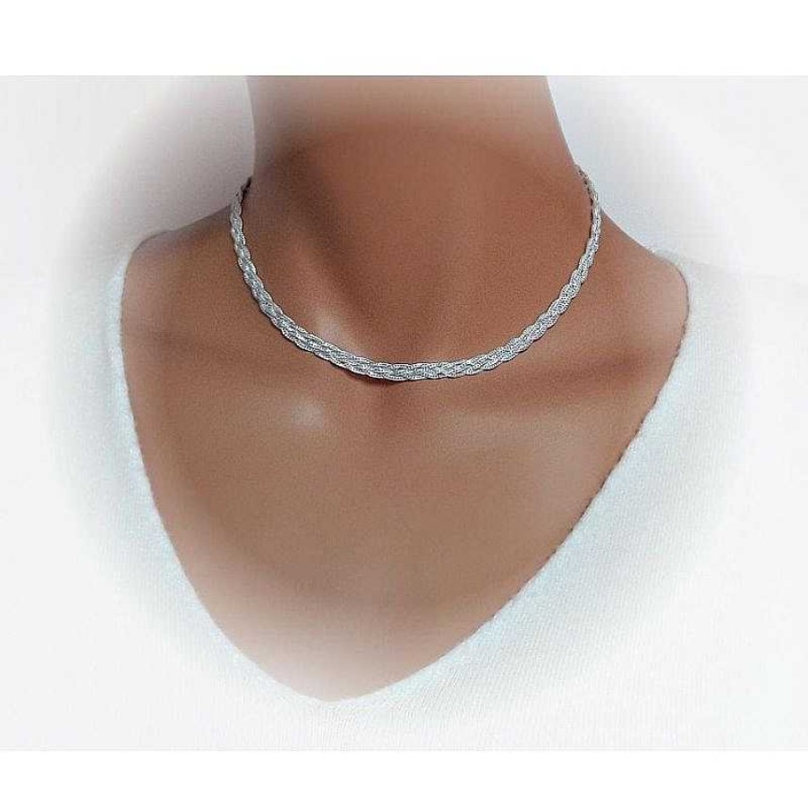 Silberschmuck echt silber | Halskette Collier Silber Geflochten 36,5 -50 Cm Silber 925 Sd177