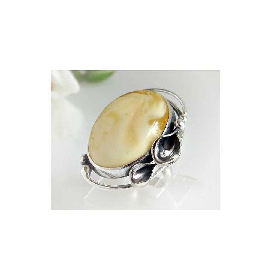 Bernsteinschmuck echt silber | Bernstein-Ring 17 Mm Silber-925 (Br113)