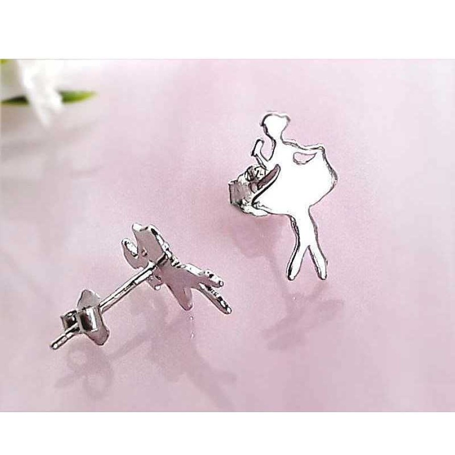 Silberschmuck echt silber | Ohrringe Ballerina Silber Ohrstecker Rhodiniert Sterlingsilber 925 Sx87