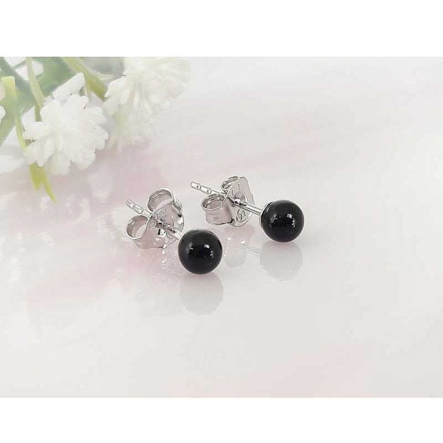 Silberschmuck echt silber | Onyxschmuck - Onyx Ohrstecker 4 Mm Silber-925 (Se127)