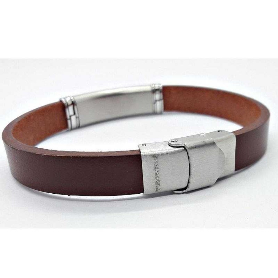 Herrenschmuck echt silber | Herrenarmband Leder Braun 23 Cm Sg179