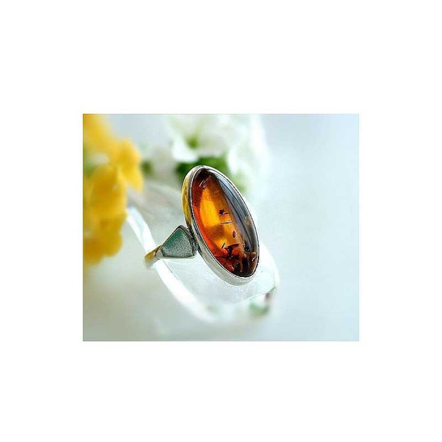 Bernsteinschmuck echt silber | Bernsteinschmuck - Bernstein-Ring Oval Braun Silber-925 Bu74