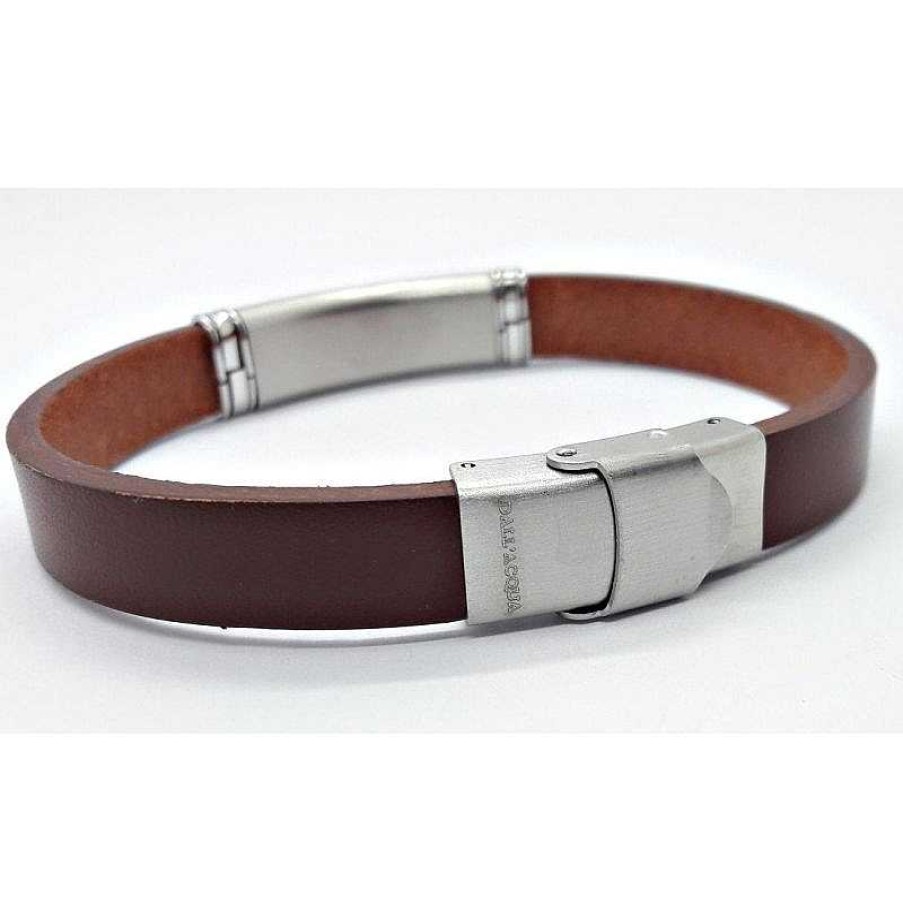 Herrenschmuck echt silber | Herrenarmband Leder Braun 23 Cm Sg179