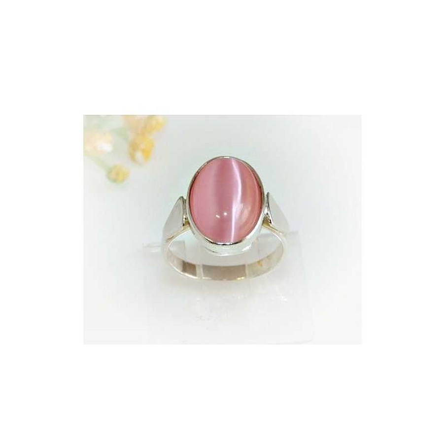 Silberschmuck echt silber | Mondsteinschmuck - Ring Mit Katzenaugen Rosa Silber-925 (Ms26)