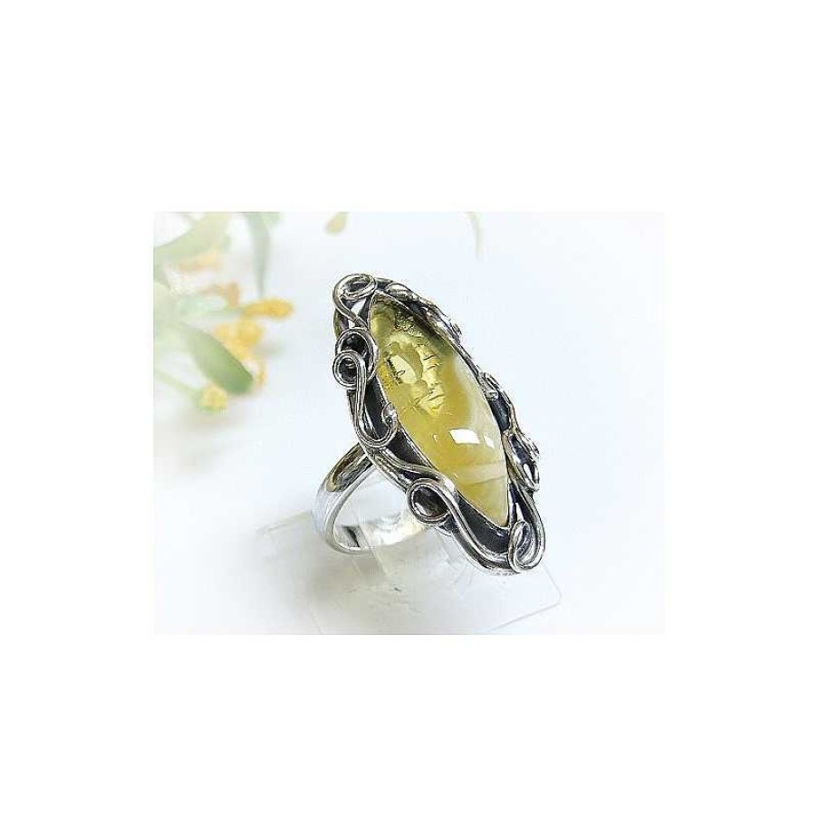 Bernsteinschmuck echt silber | Bernstein-Ring 17 Mm Silber-925 (Hf118)