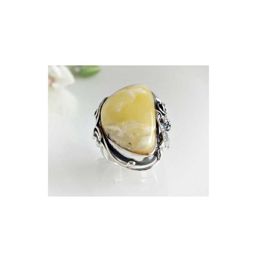 Bernsteinschmuck echt silber | Bernstein-Ring 18 Mm Silber-925 (Br105)