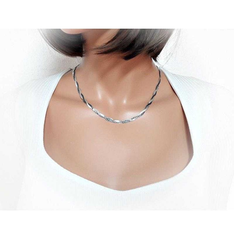 Silberschmuck echt silber | Kette Silber 925 Damen Collier Geflochten 45 Cm Sd211