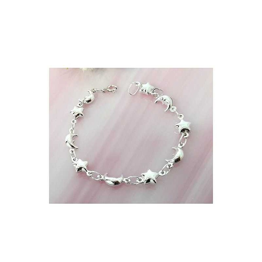 Silberschmuck echt silber | Sternen-Mond Armband Silber-925 (Sg106)