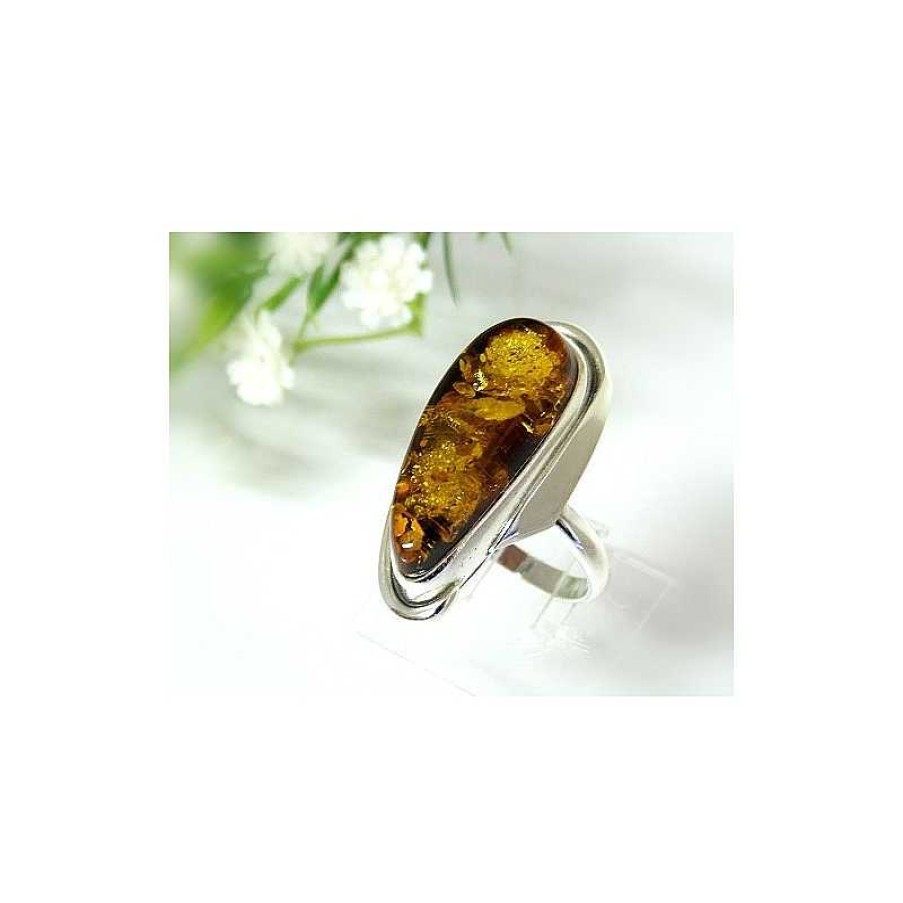 Bernsteinschmuck echt silber | Bernsteinschmuck - Bernstein-Ring 17 Mm Silber 925 (Hd58)