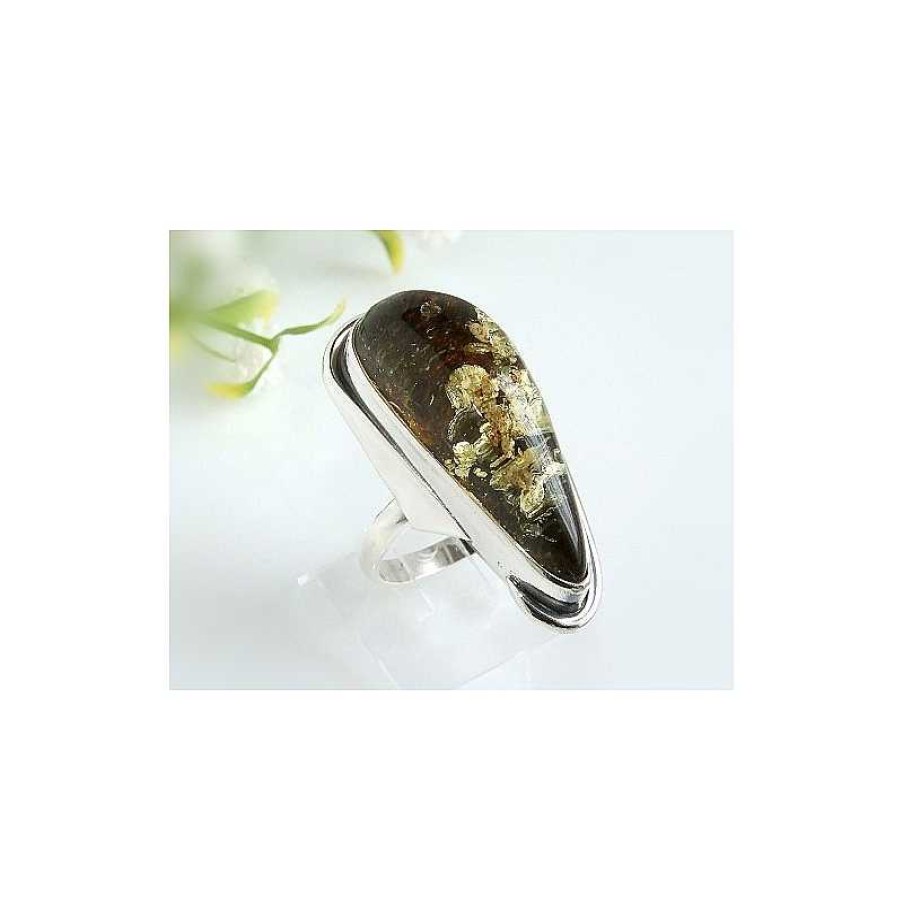 Bernsteinschmuck echt silber | Bernsteinschmuck - Bernstein-Ring 19 Mm Silber-925 (Ha63)