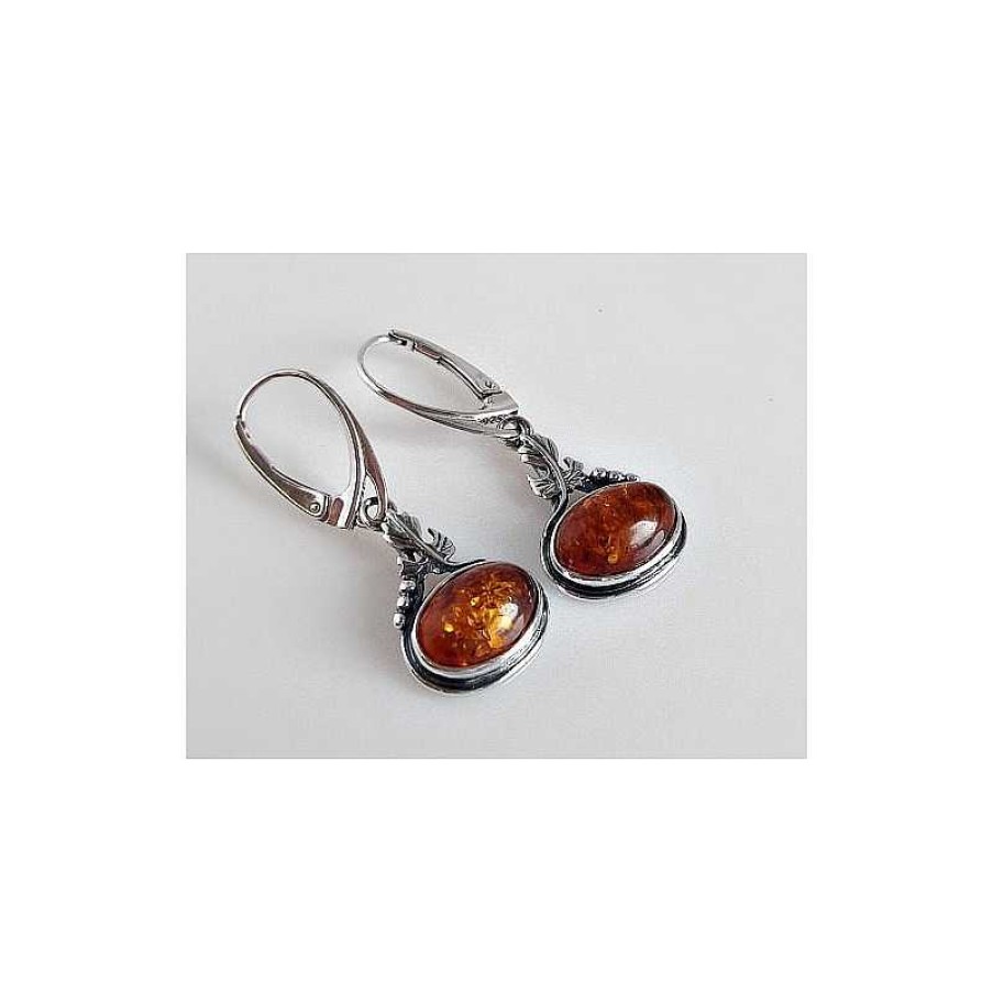 Bernsteinschmuck echt silber | Bernstein Ohrh Nger Cognac Sterlingsilber Silber 925 Bj153