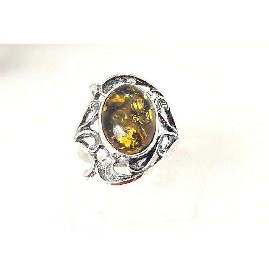 Bernsteinschmuck echt silber | Bernstein Ring Gr N Gelb Silber 925 Br349