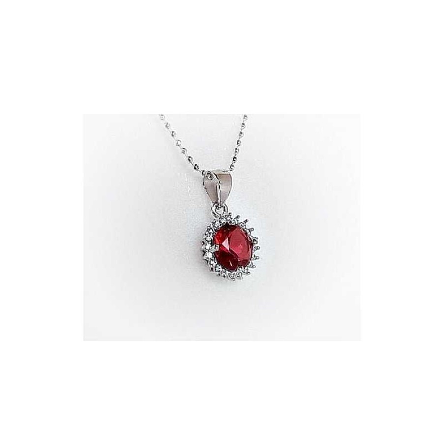 Silberschmuck echt silber | Silberschmuck - Anh Nger Silber-925 Zirkonia Rot Sp157