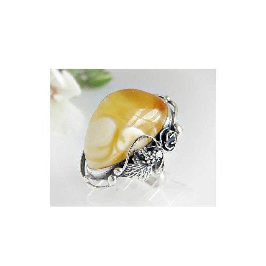 Bernsteinschmuck echt silber | Bernstein-Ring 18 Mm Silber-925 (Br109)