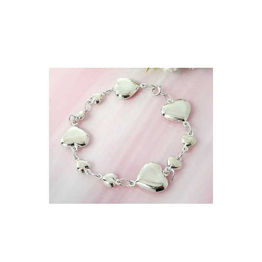 Silberschmuck echt silber | Armband Silber Herzen 18 Cm Silber-925 (Sg105)