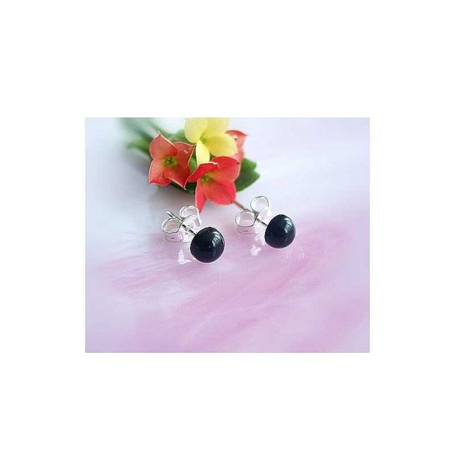 Silberschmuck echt silber | Onyxschmuck - Onyx Ohrstecker 6 Mm Silber-925 (Sb20)