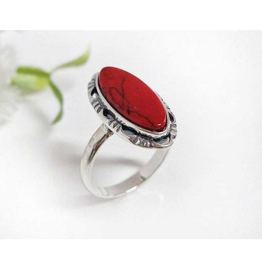 Silberschmuck echt silber | Korallen Ring Silber 925 Kl339