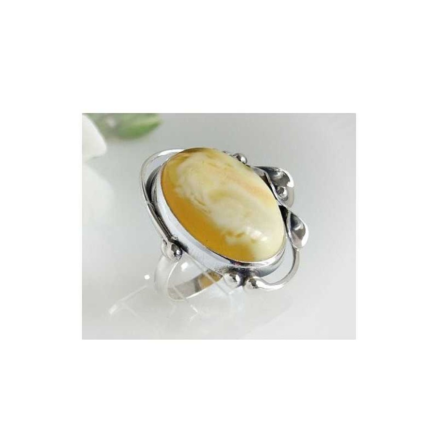 Bernsteinschmuck echt silber | Bernstein-Ring 17 Mm Silber-925 (Br113)