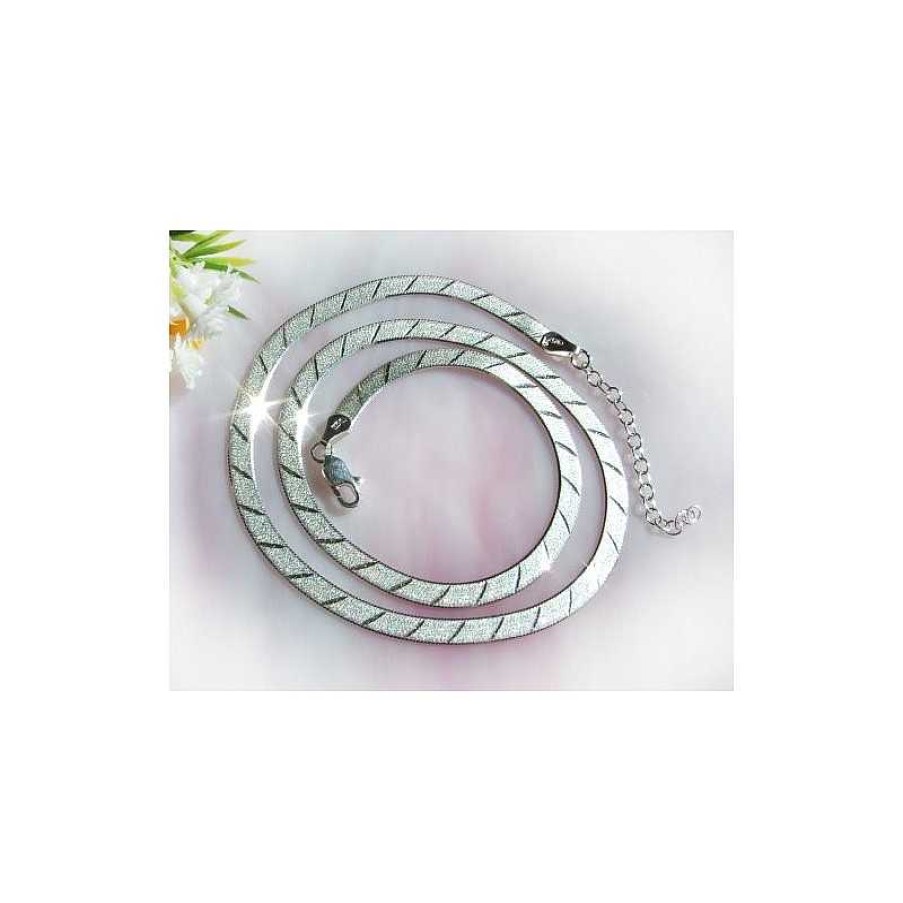 Silberschmuck echt silber | Silberschmuck - Schlangenkette Flach 50 Cm Silber-925 Kc152