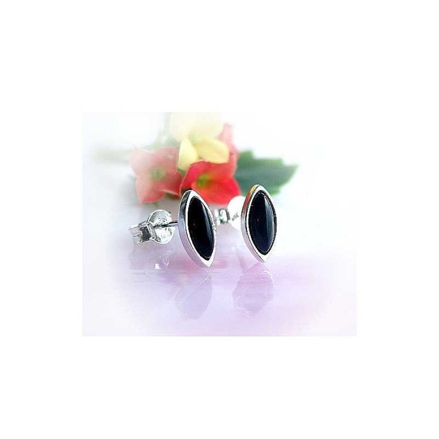 Silberschmuck echt silber | Onyxschmuck - Onyx Ohrstecker Silber-925 (Sb19)