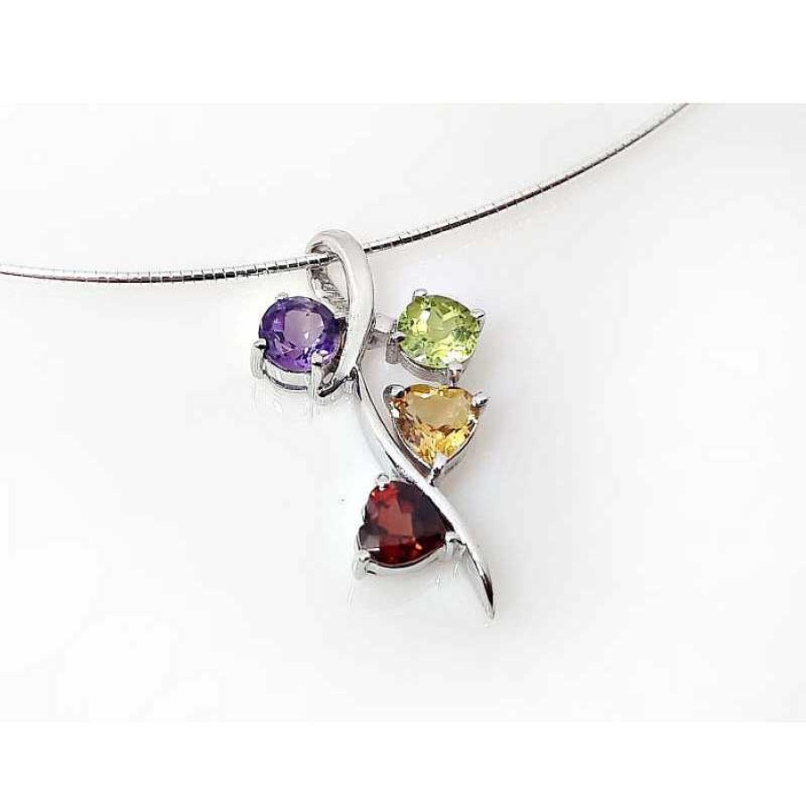 Silberschmuck echt silber | Collier Halsreif Silber 925 42 Cm Peridot Citrin Amethyst Granat Sterlingsilber Sd168