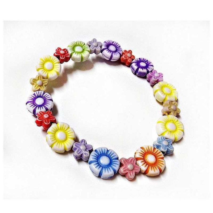 Kinderschmuck echt silber | Kinderschmuck Gummizug Armband Blumen Ak14