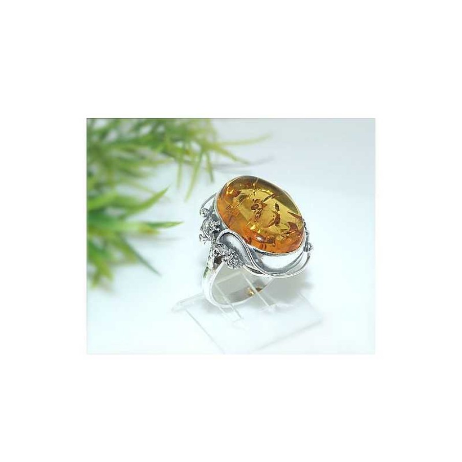 Bernsteinschmuck echt silber | Bernsteinschmuck - Bernstein-Ring 18 Mm Silber-925 (He59)