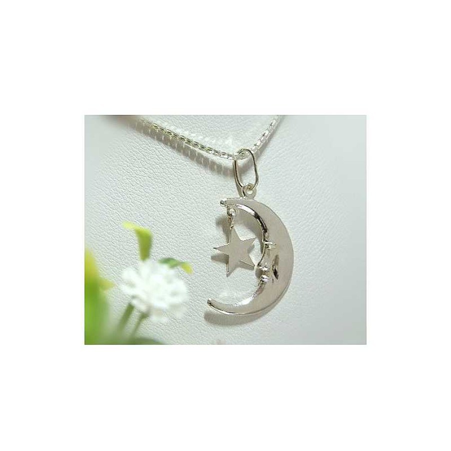 Silberschmuck echt silber | Mond-Stern Anh Nger Silber-925 St29