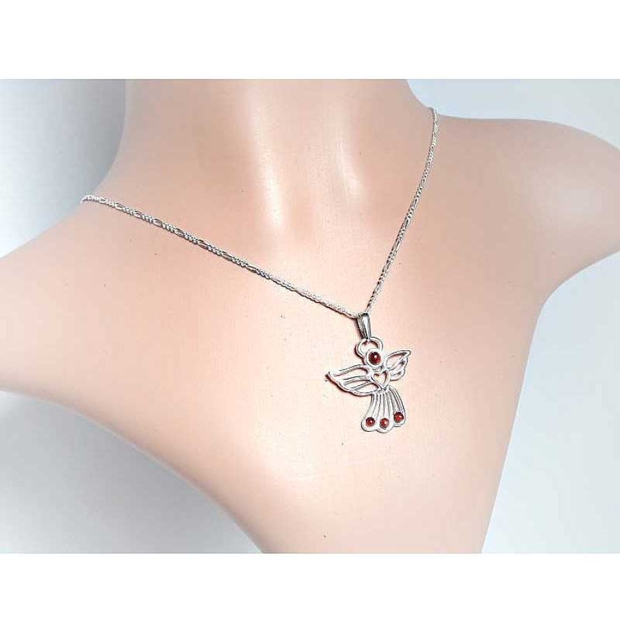 Bernsteinschmuck echt silber | Bernstein Anh Nger Engel Cognac Braun Gelb Rund Sterlingsilber 925 Ba406