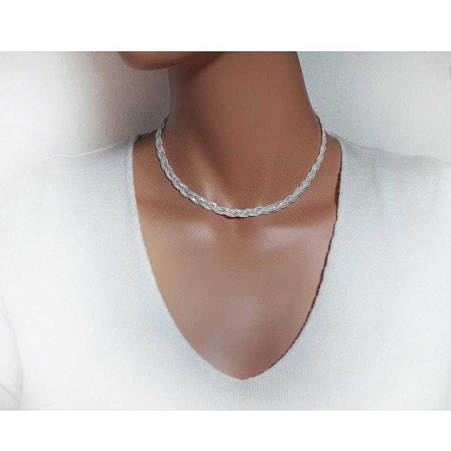 Silberschmuck echt silber | Halskette Collier Silber Geflochten 37,5 - 50 Cm Silber 925 Sd183