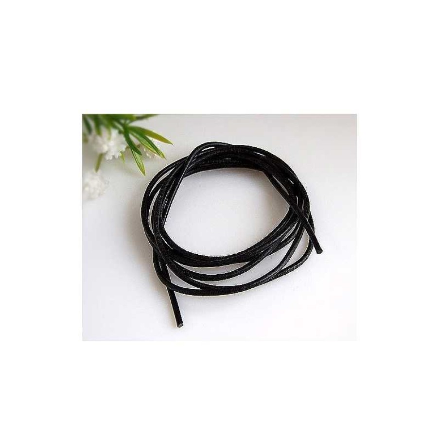 Silberschmuck echt silber | Lederband Schwarz 100 Cm / 1,5 Mm (Kc34)