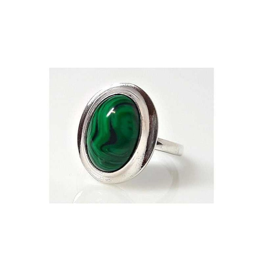 Silberschmuck echt silber | Ring Silber 925 Malachit Gr N 17,5 Mm Ss110