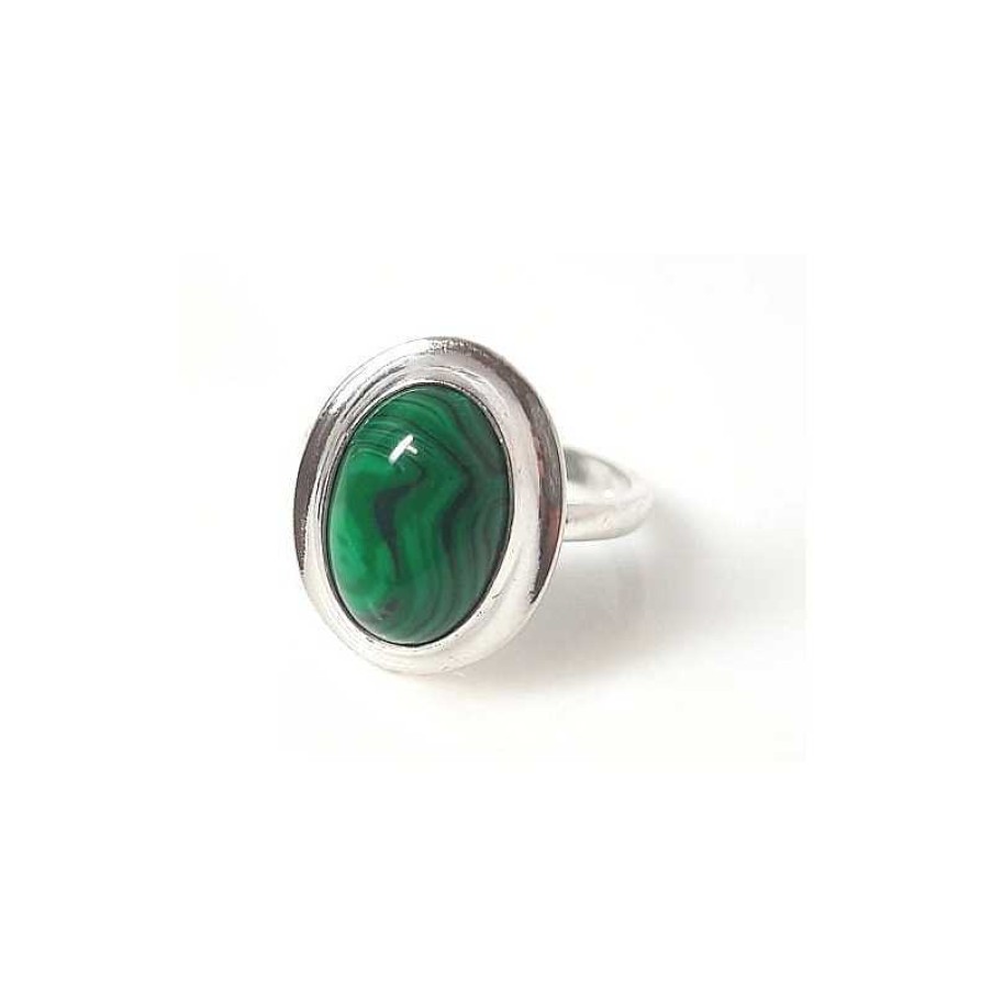 Silberschmuck echt silber | Ring Silber 925 Malachit Gr N 17,5 Mm Ss110