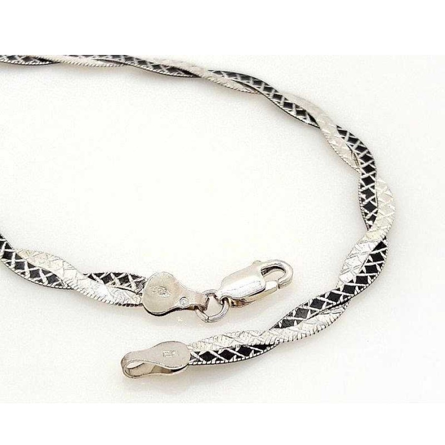 Silberschmuck echt silber | Silber Armband Geflochten 18,5 Cm Silber 925 Silberschmuck Damen Sg198