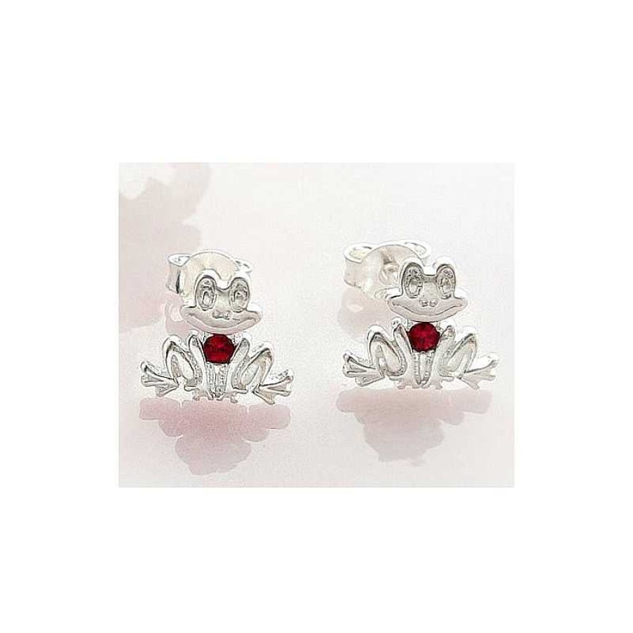 Kinderschmuck echt silber | Silberschmuck - Ohrstecker Frosch Silber 925 ( Ak64)