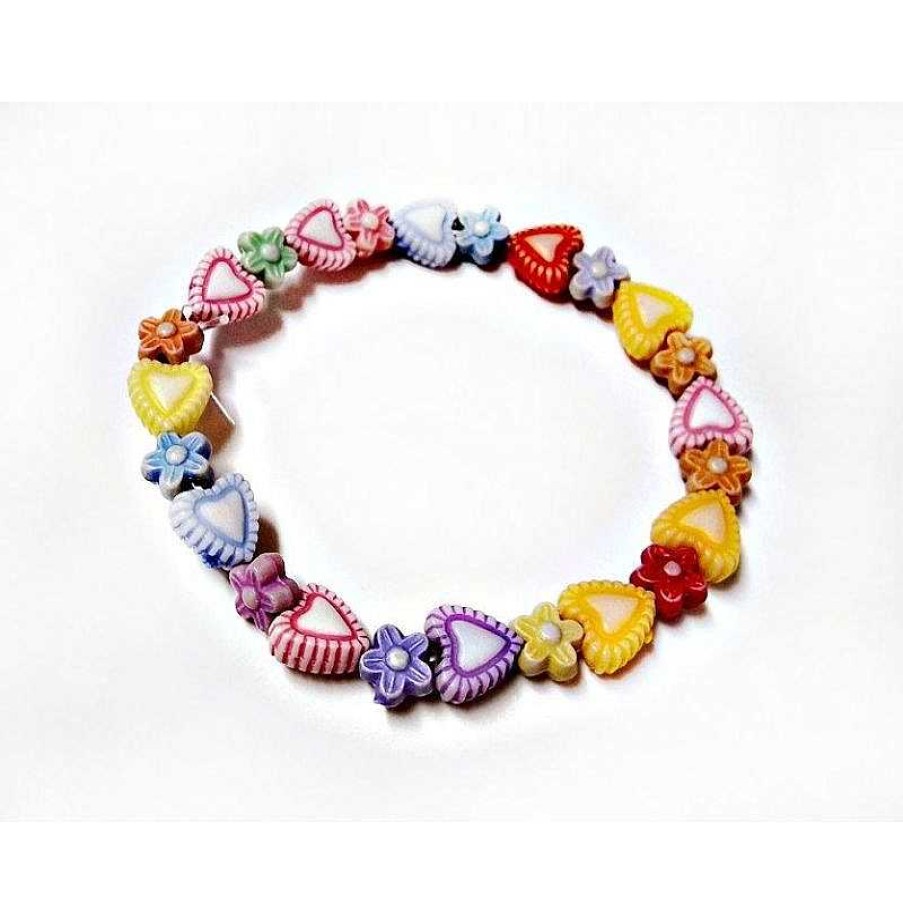 Kinderschmuck echt silber | Kinderschmuck Gummizug Armband Herz Blume Ak12