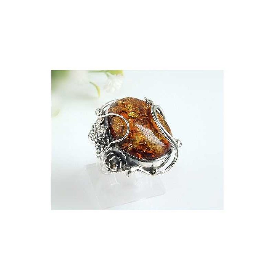 Bernsteinschmuck echt silber | Bernsteinschmuck - Bernstein-Ring 19,5 Mm Silber-925 (Ha84)