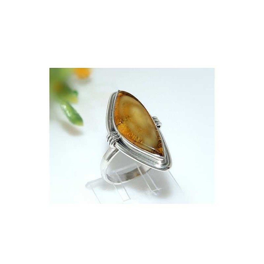 Bernsteinschmuck echt silber | Bernsteinschmuck - Bernstein-Ring 18 Mm Silber-925 Cj44