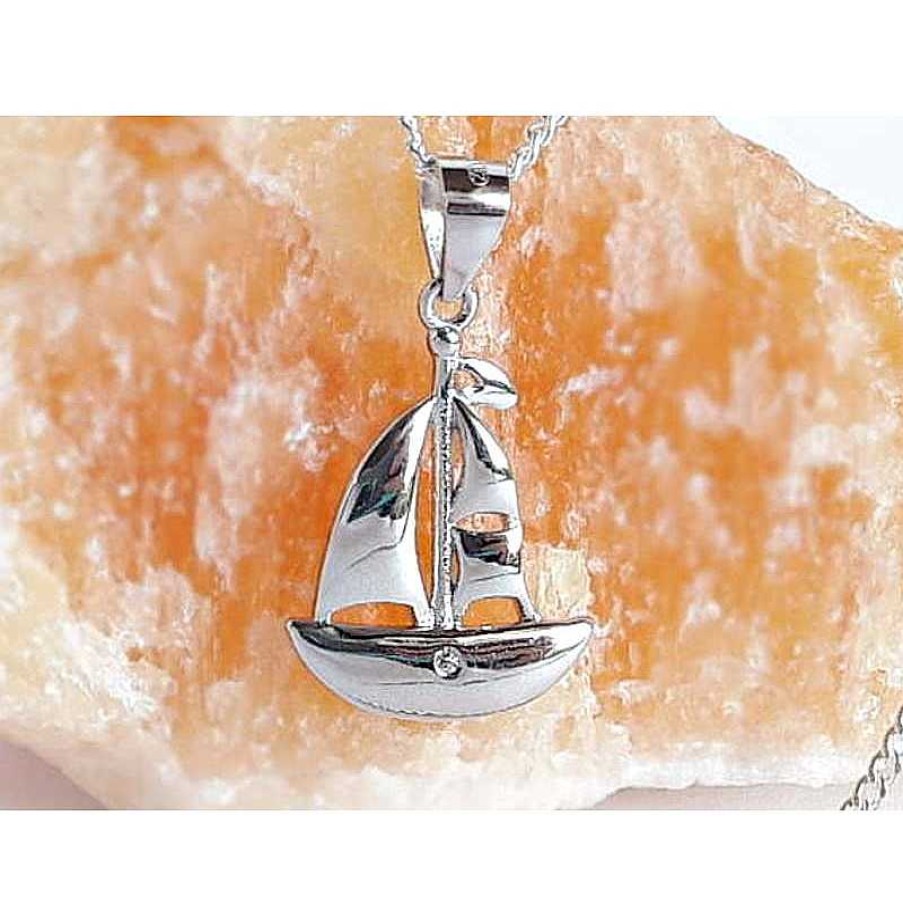 Silberschmuck echt silber | Segelboot Anh Nger Zirkonia Wei Silber 925 Silber 925 Su355